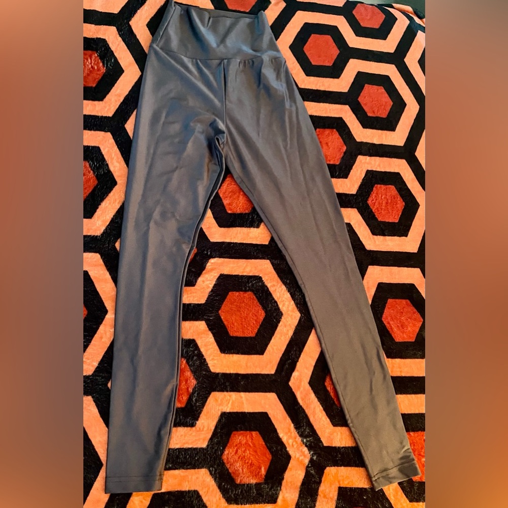 American apparel vintage shiny high waisted grey leggings M